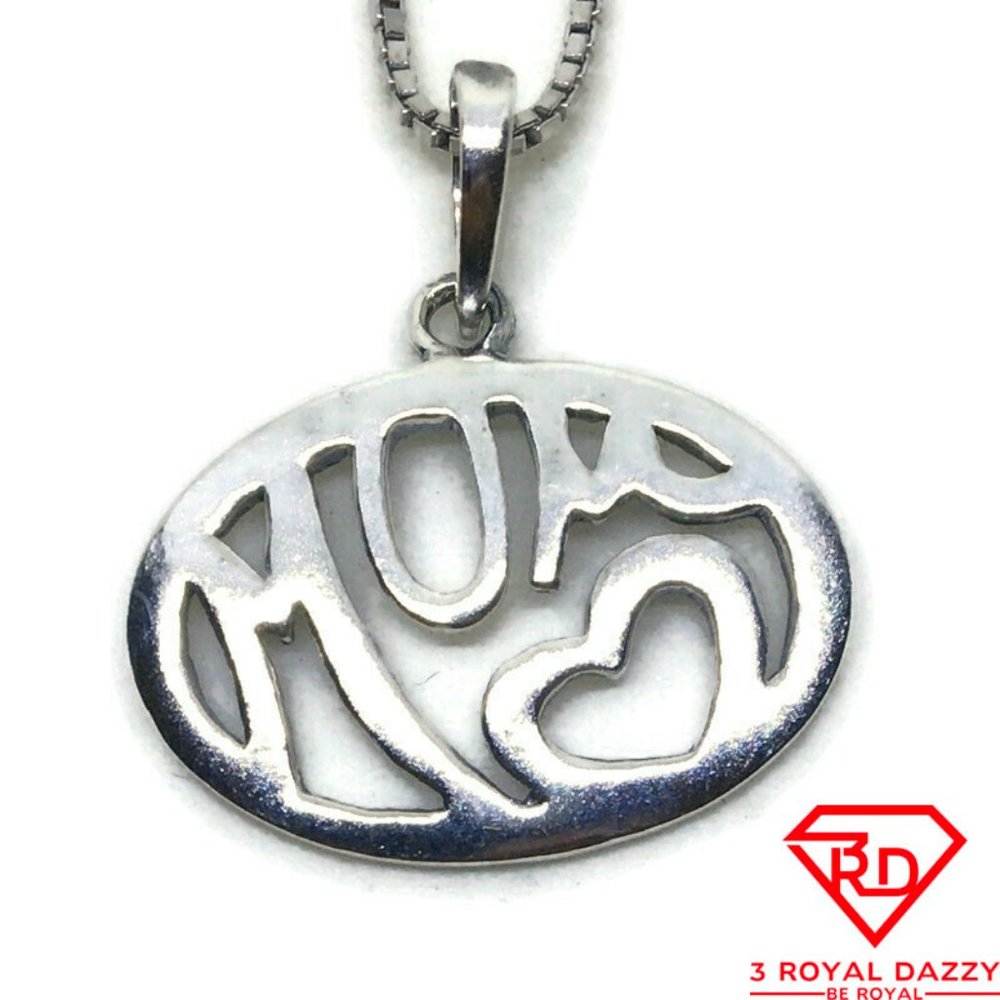 Oval Love Mom 3D Pendant 925 Sterling Silver